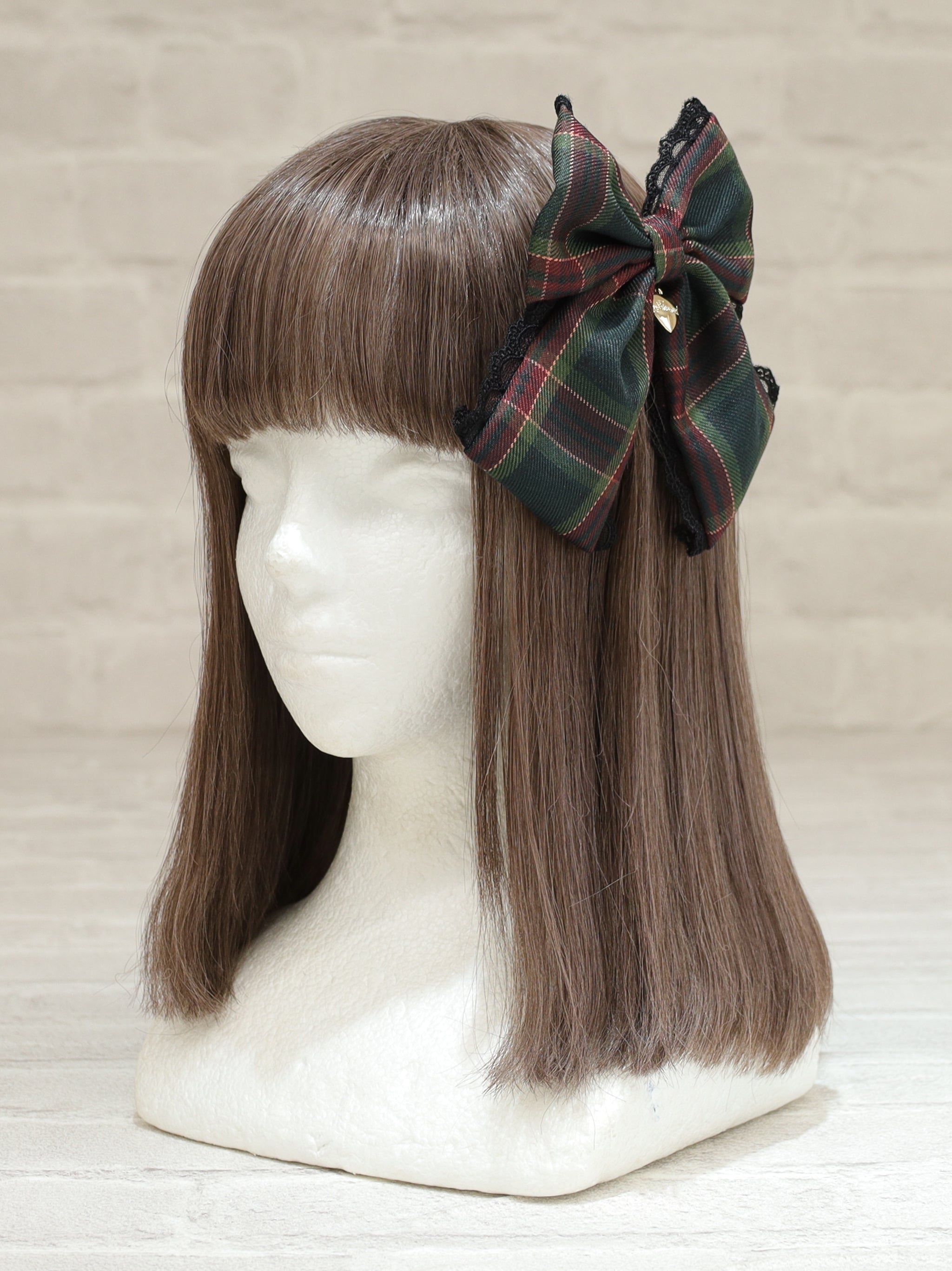 チェック柄マルチリボンブローチ