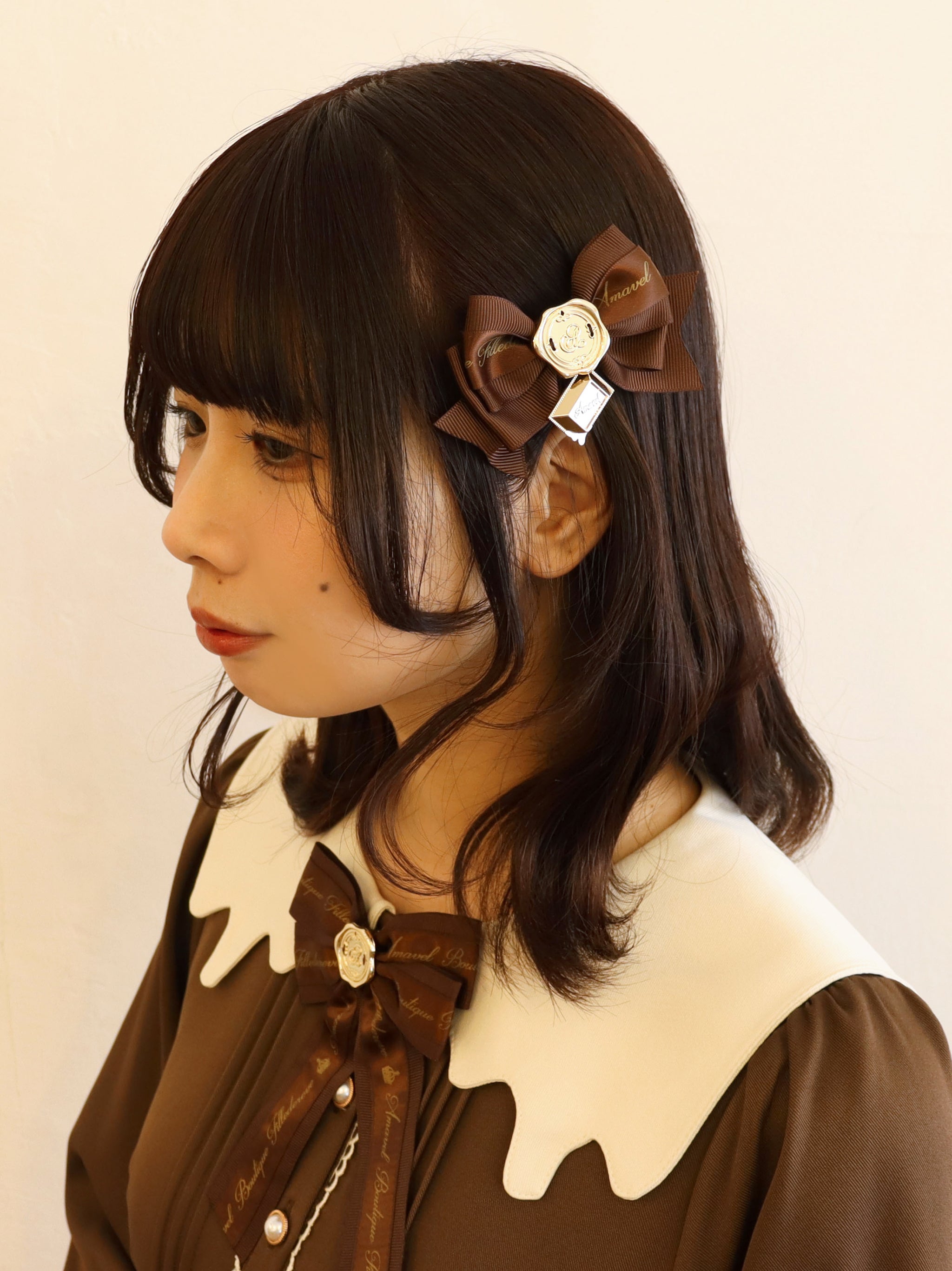 Chocolate D'amour ダブルリボンクリップ ブラウン(Brown) FREE |Amavel(アマベル)公式サイト