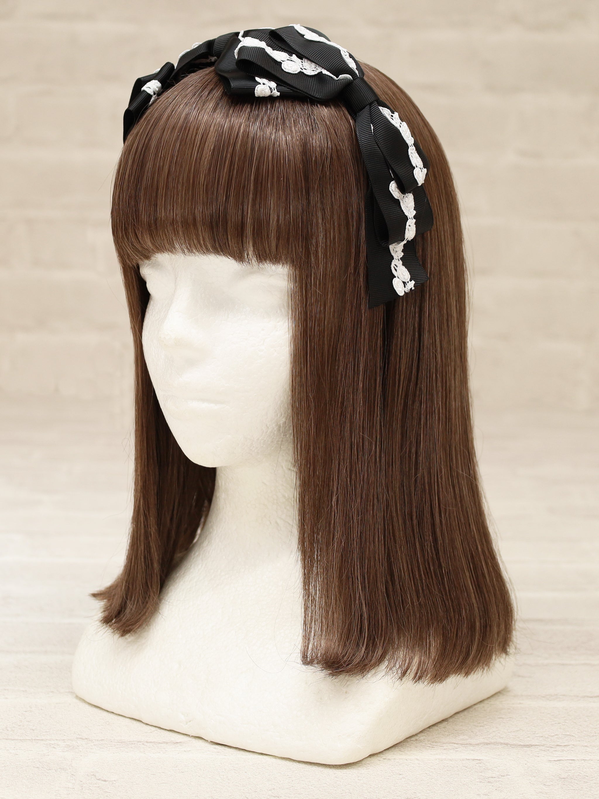 トリプルリボンレースカチューシャ ブラック(Black) FREE |Amavel(アマベル)公式サイト