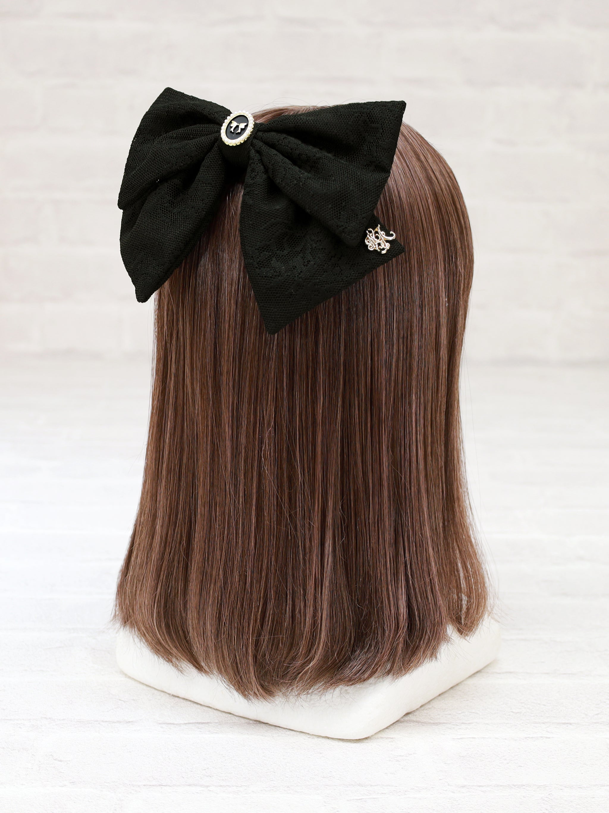 リボンパーツ付レースリボンバレッタ ブラック(Black) FREE |Amavel(アマベル)公式サイト