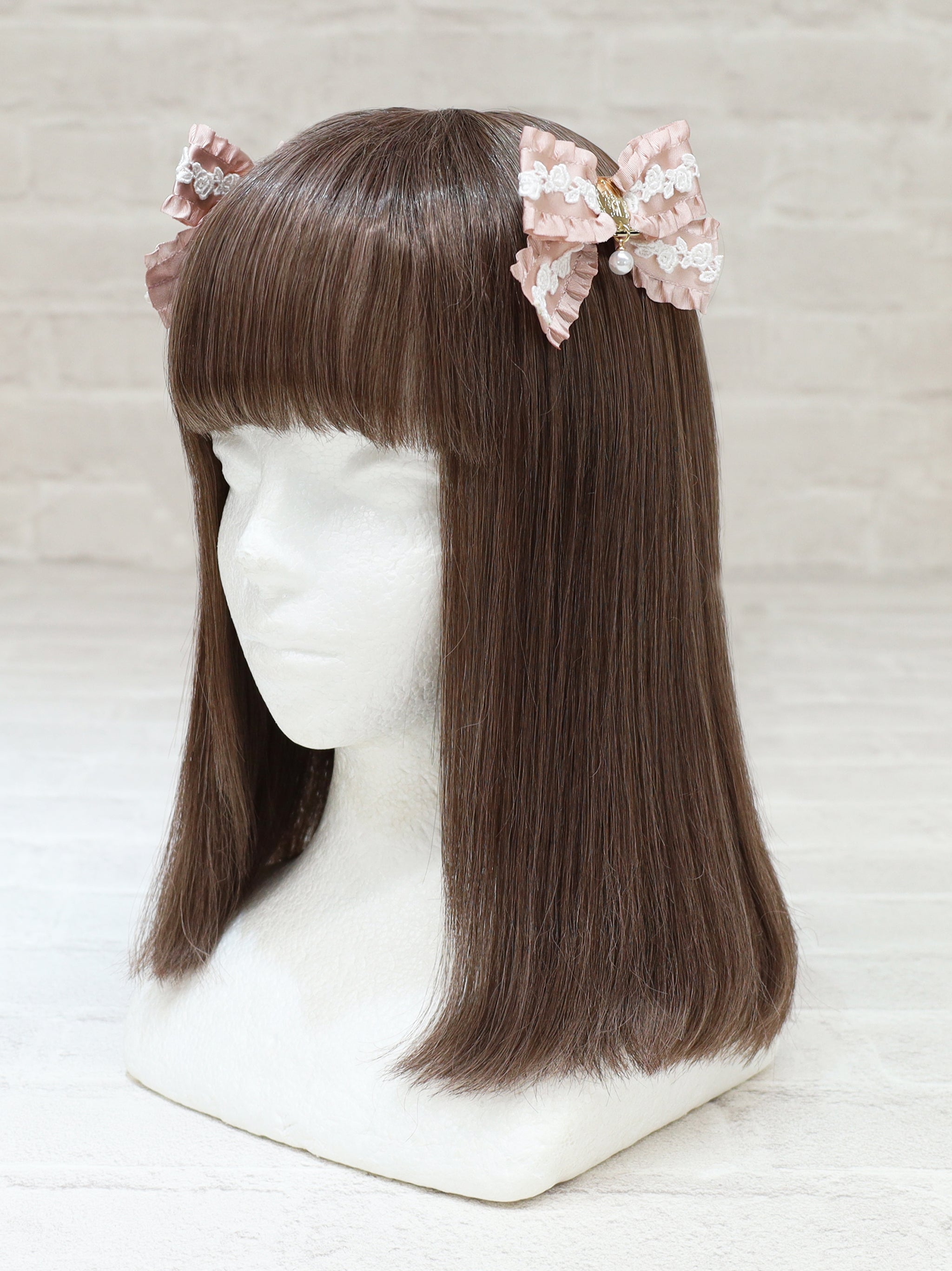 【完売品】Dark racy Floraリボンヴェールクリップ classical lace frill ダブルリボンクリップ – Amavel（アマベル）公式
