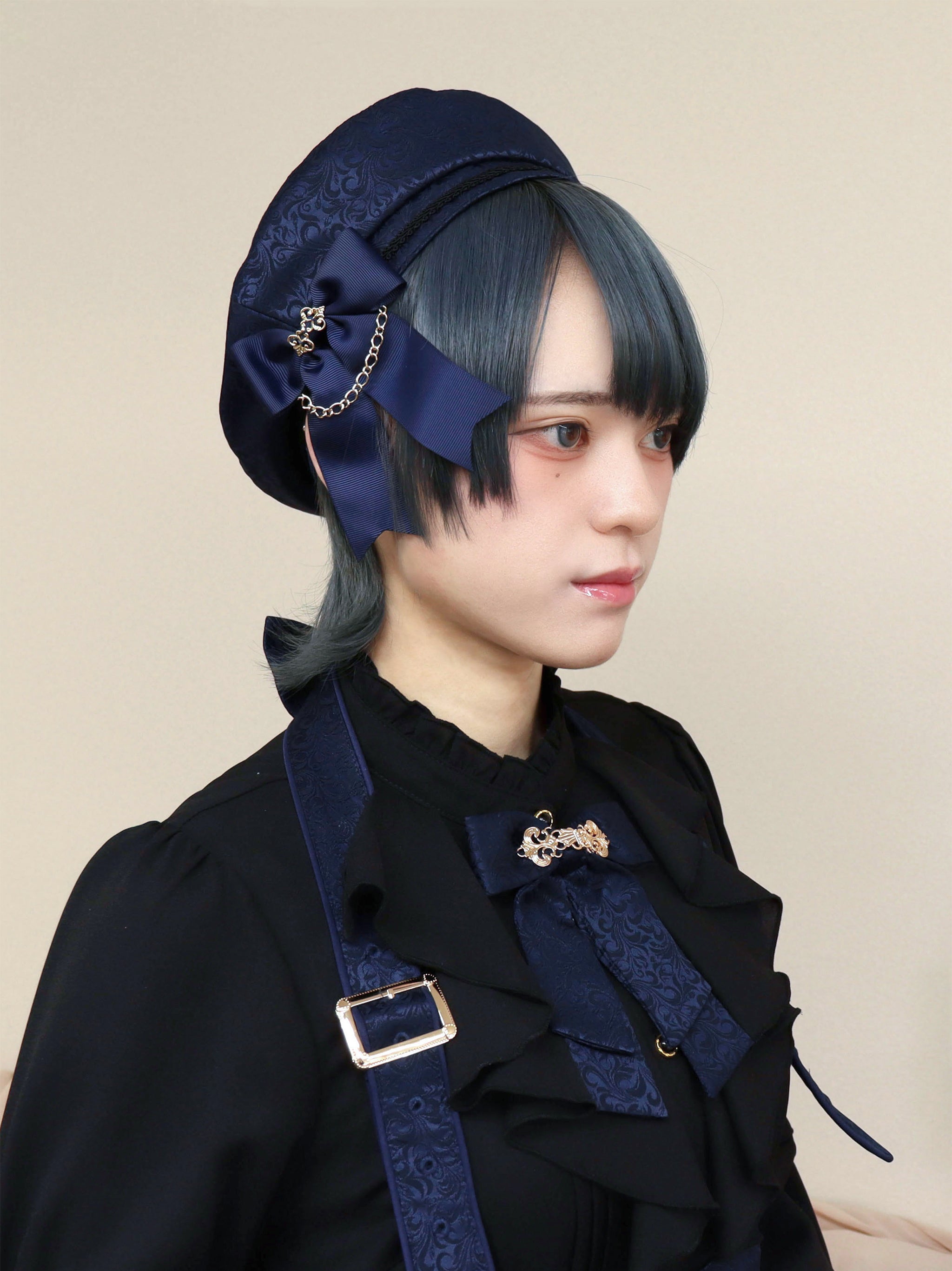 Antique Clasp ベレー帽 ネイビー(Navy) FREE |Amavel(アマベル)公式サイト