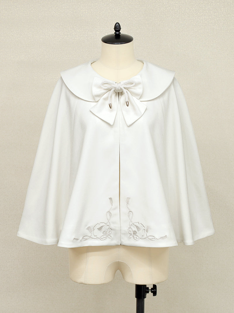 ◆受注生産アイテム◆椿と猫の手まり唄和風ケープ