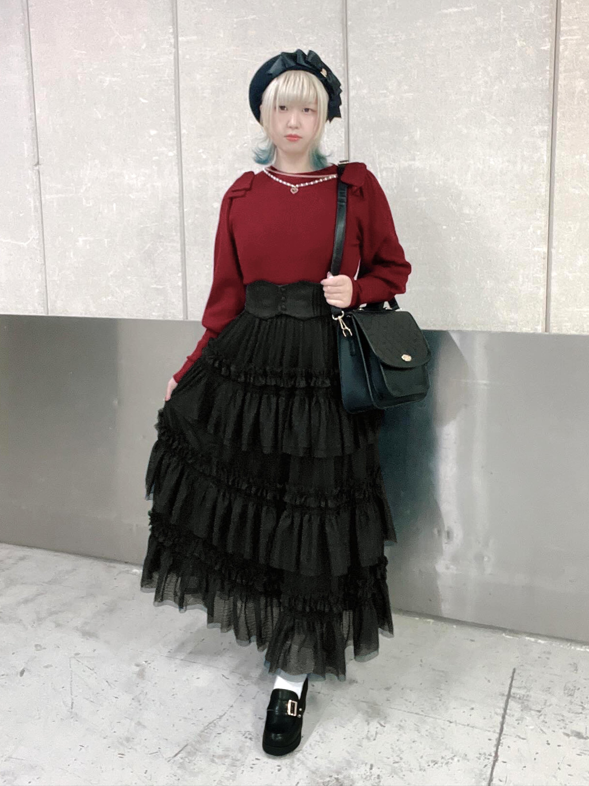 チュールティアードロングスカート ブラック(Black) FREE |Amavel(アマベル)公式サイト