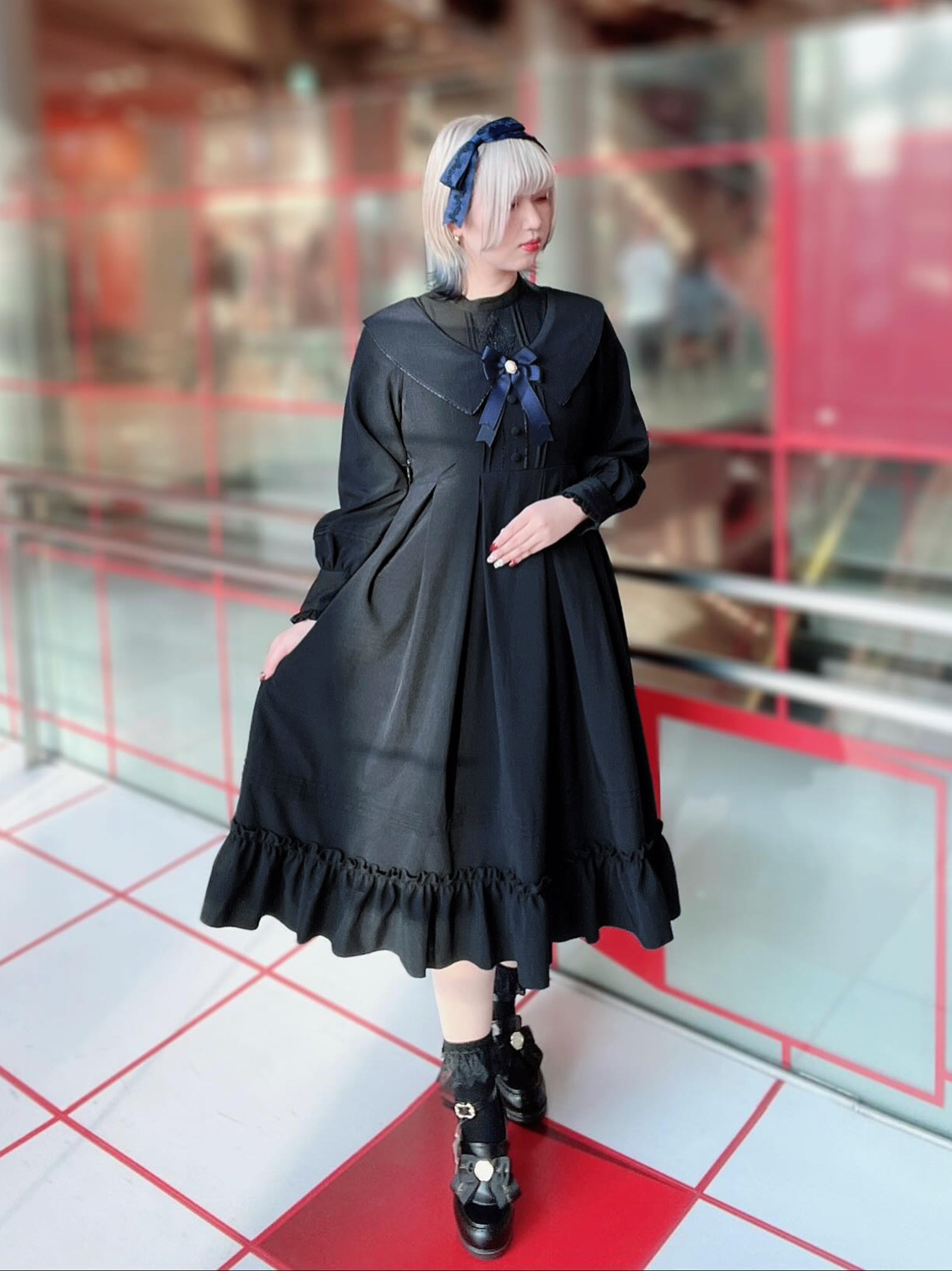 Noble Elegance ミドル丈ワンピース ネイビー(Navy) FREE |Amavel(アマベル)公式サイト