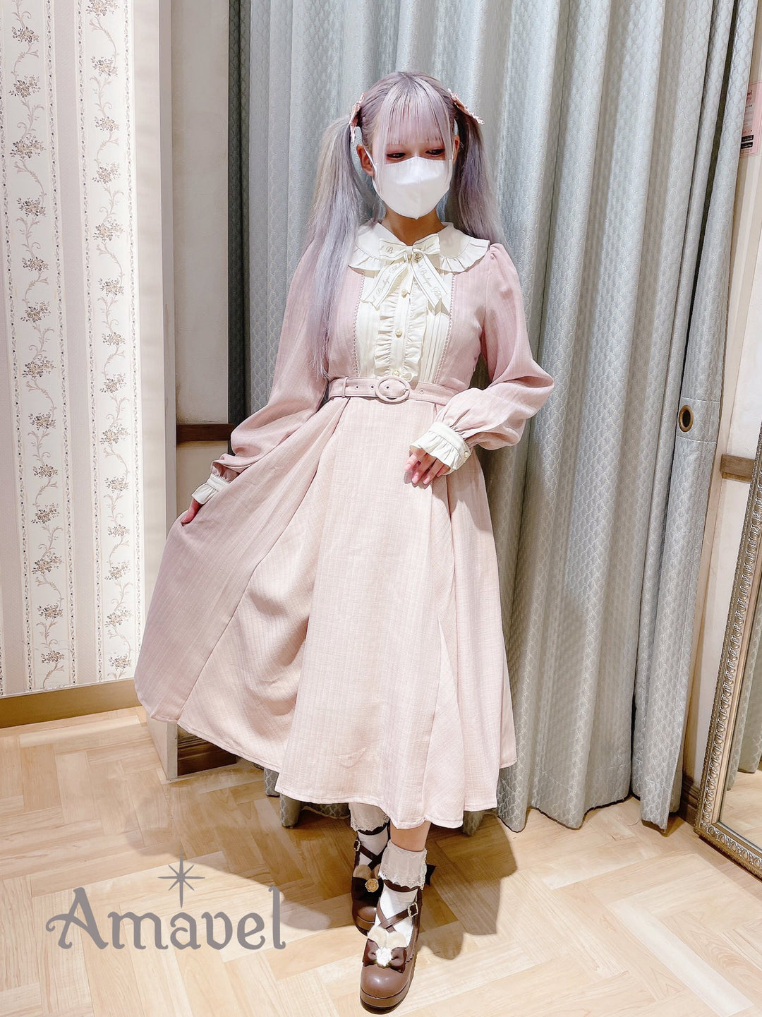 Amavel  Fancy Heart セットアップセーラーワンピース サックス Amavel Fancy Heart セットアップセーラーワンピース オレンジ