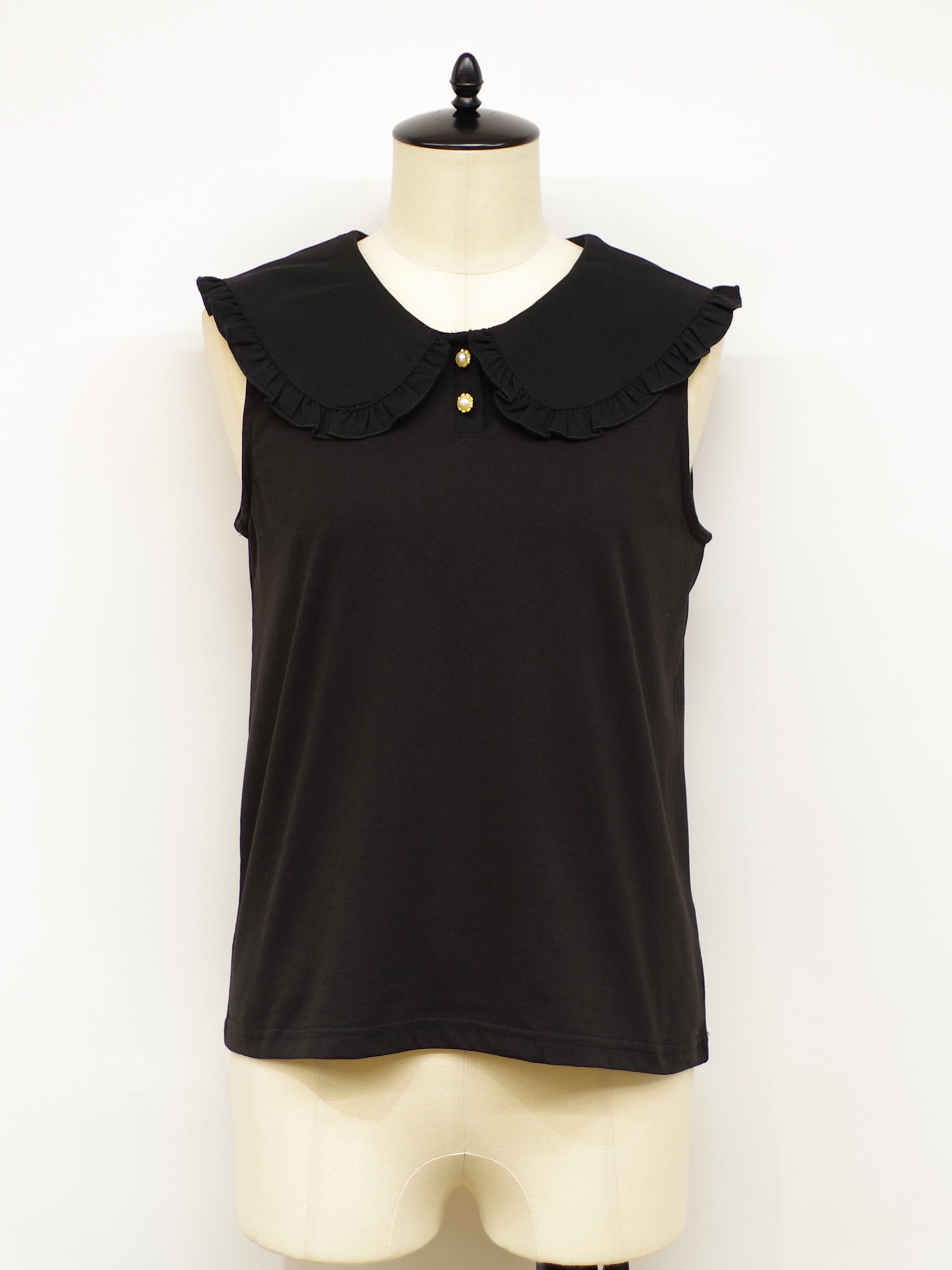 フリルフラットカラーノースリーブカットソー ブラック（Black） FREE ｜Amavel（アマベル）公式サイト