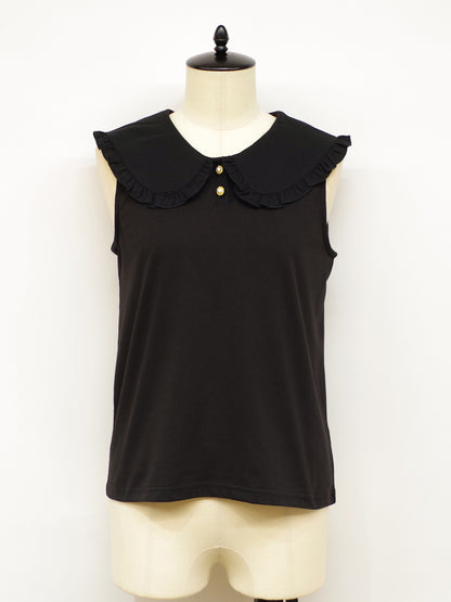 フリルフラットカラーノースリーブカットソー ブラック（Black） FREE ｜Amavel（アマベル）公式サイト