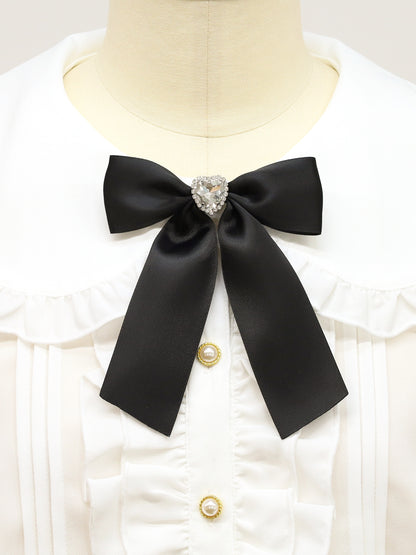 ハートビジュー付リボンブローチ ブラック（Black） FREE ｜Amavel（アマベル）公式サイト