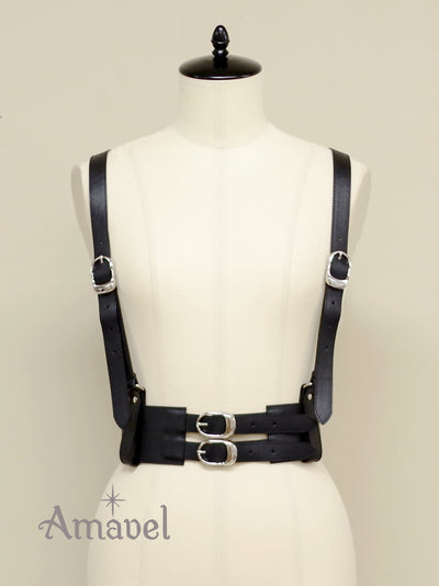 Side rubber synthetic leather harness belt
