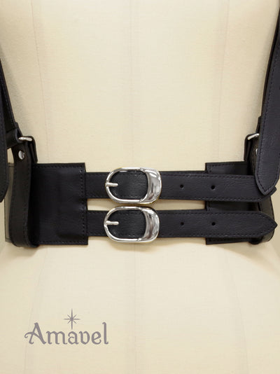 Side rubber synthetic leather harness belt
