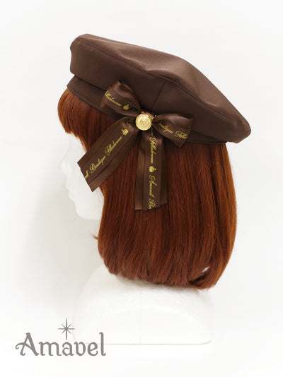 Beret with message ribbon brooch