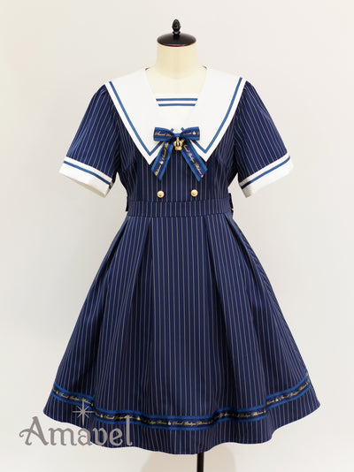 Message Crown Striped Sailor Dress