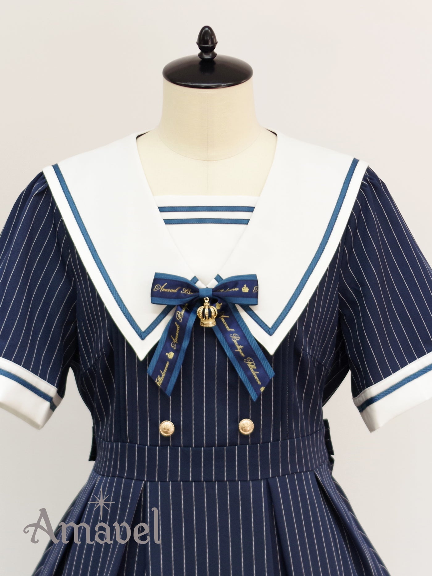 Message Crown Striped Sailor Dress