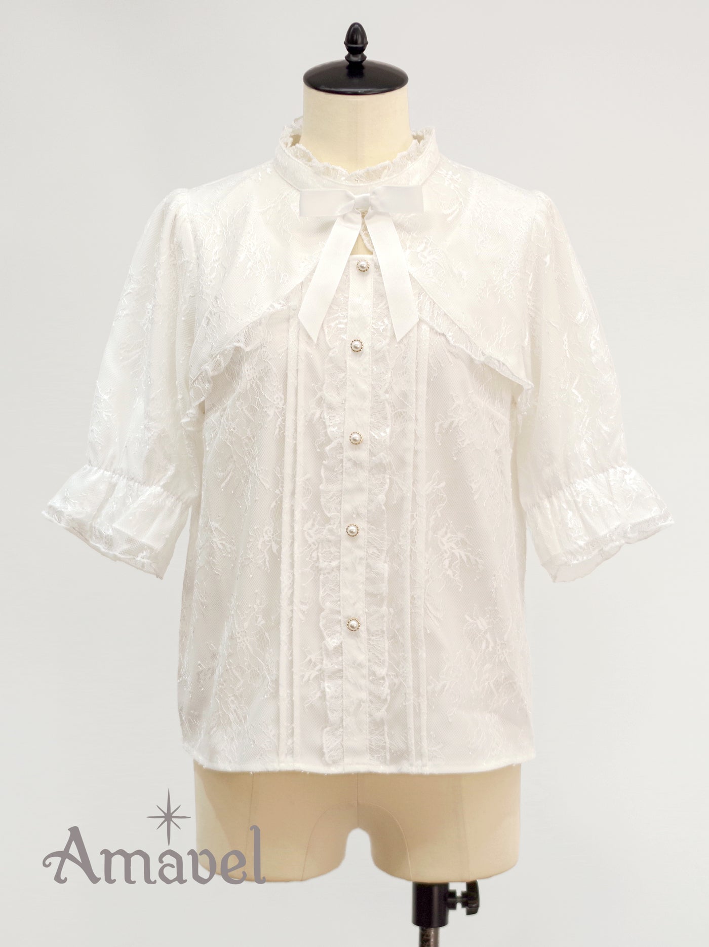 Girly frill decollete open blouse