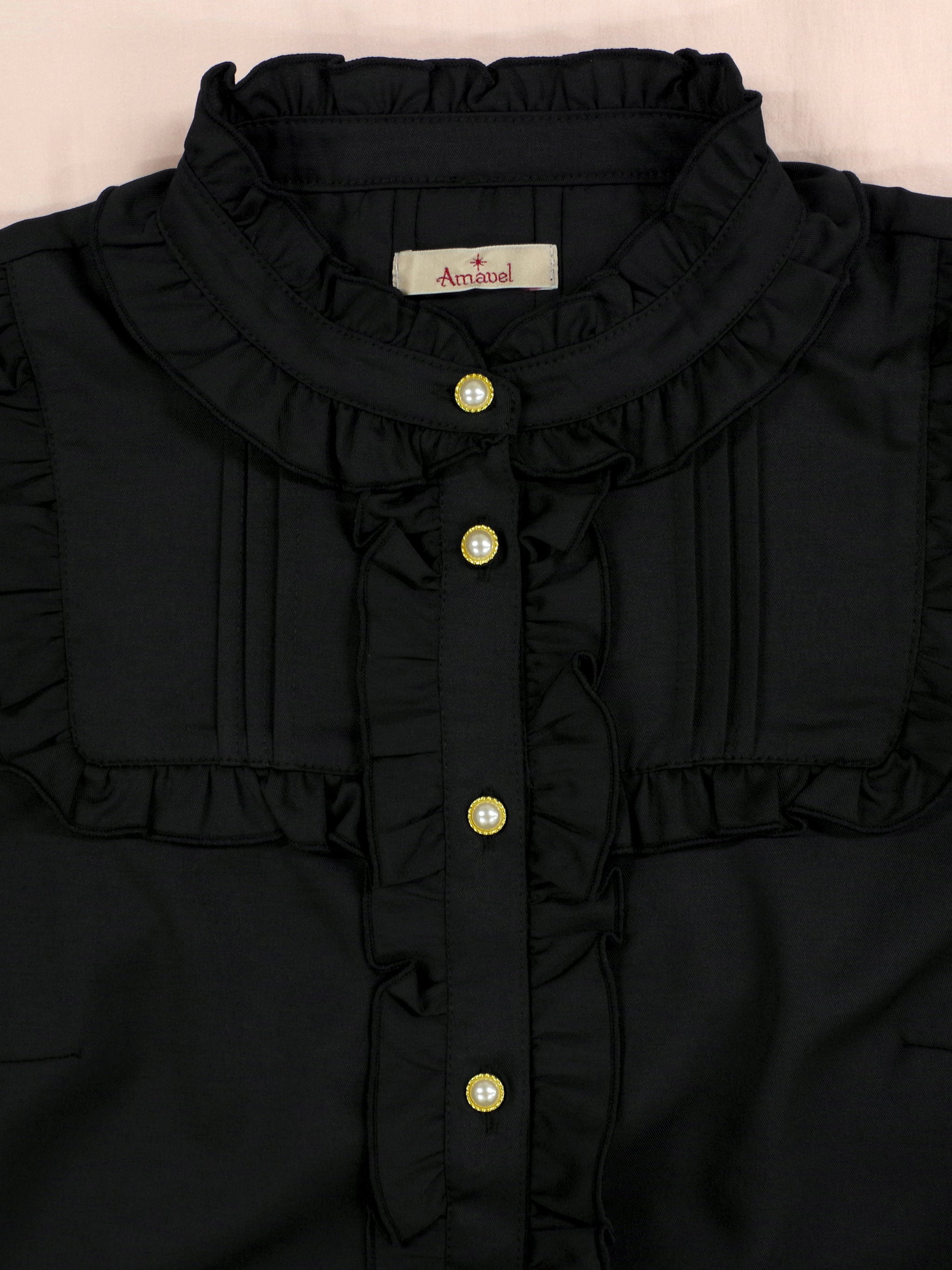 ヨーク切替スタンドフリル長袖ブラウス ｜Amavel（アマベル）公式サイト