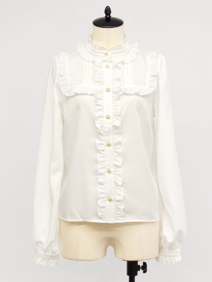 ヨーク切替スタンドフリル長袖ブラウス アイボリー（Ivory） FREE ｜Amavel（アマベル）公式サイト