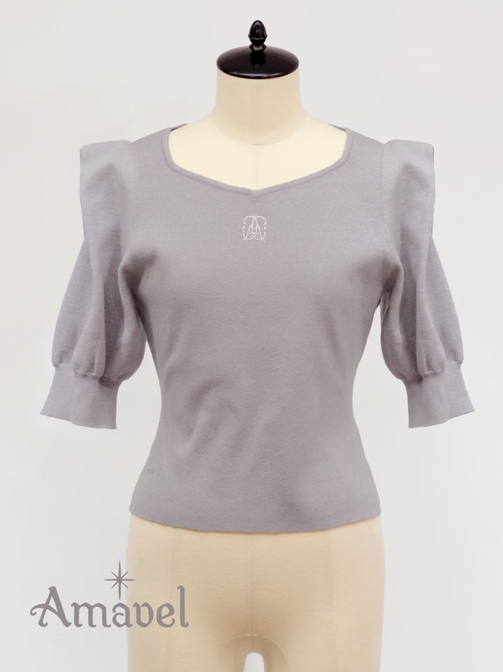 Feminine Vintage モノグラムニットトップス （8731478458599  