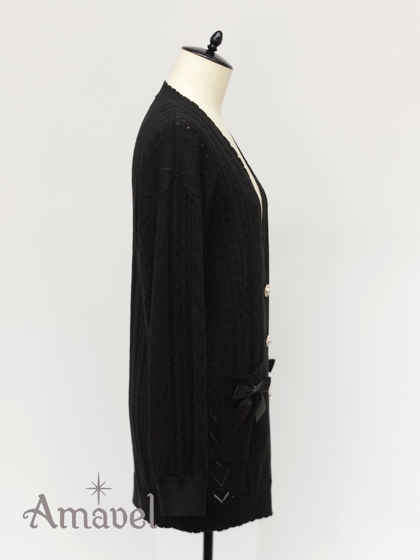 heart openwork long cardigan