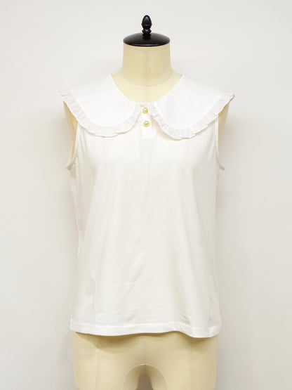 フリルフラットカラーノースリーブカットソー アイボリー（Ivory） FREE ｜Amavel（アマベル）公式サイト