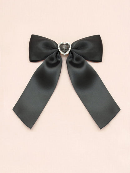 ハートビジュー付リボンブローチ ブラック（Black） FREE ｜Amavel（アマベル）公式サイト