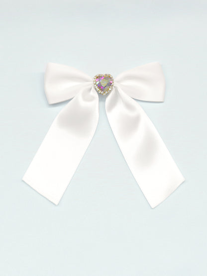 ハートビジュー付リボンブローチ シロ（White） FREE ｜Amavel（アマベル）公式サイト