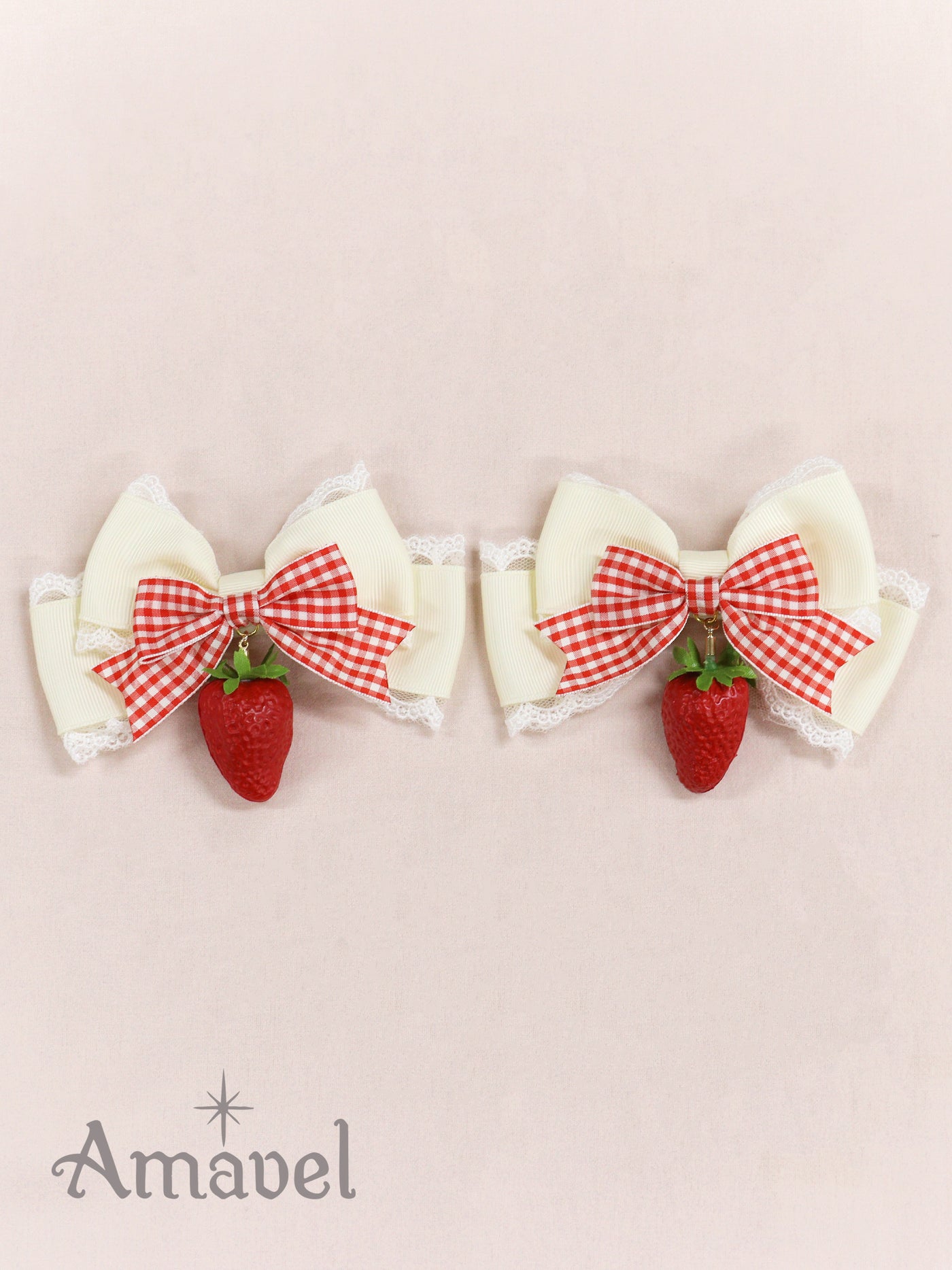 Strawberry Farm Double Ribbon Clip