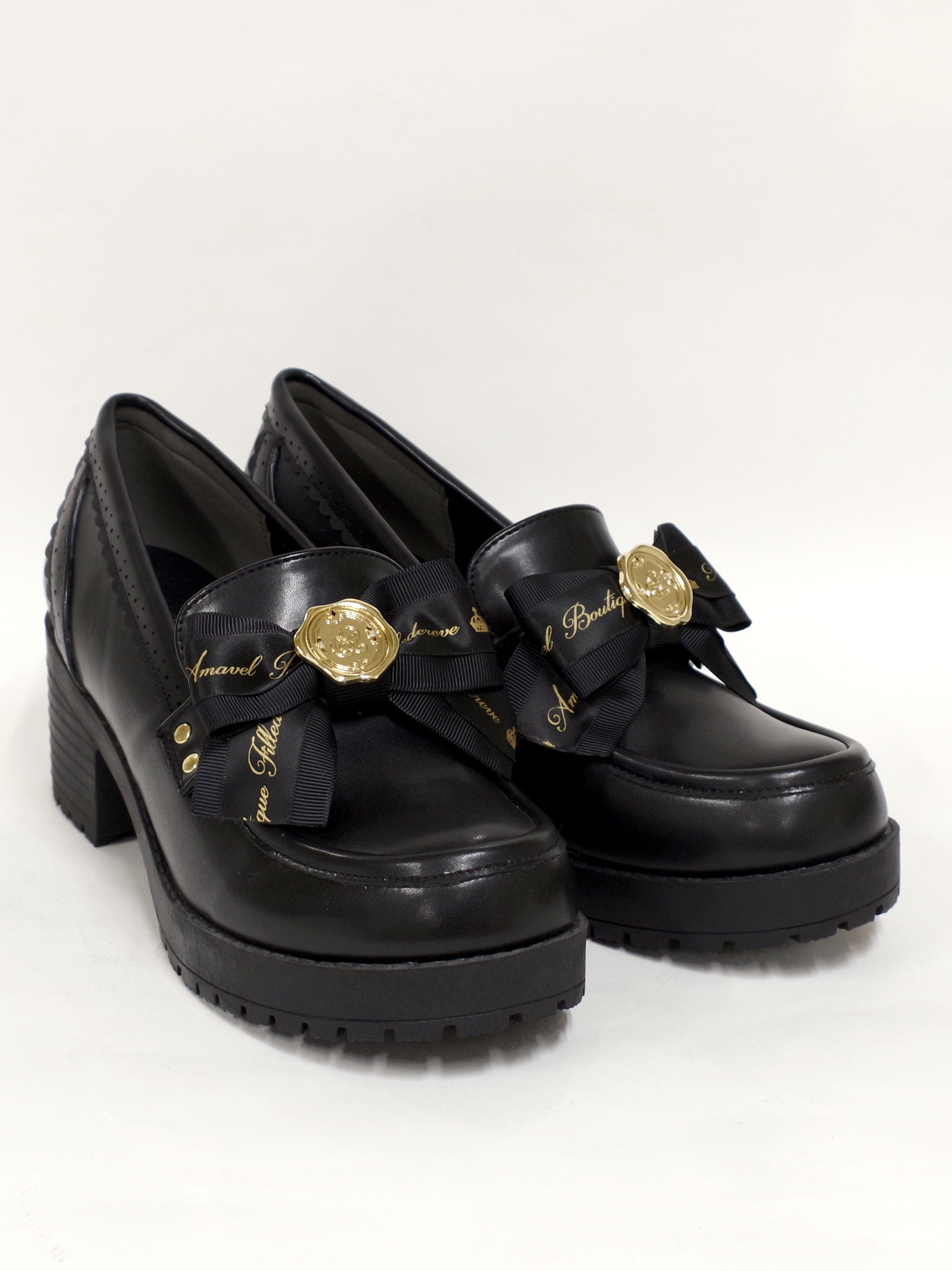 メッセージリボン付ローファーパンプス ブラック（Black） ｜Amavel（アマベル）公式サイト