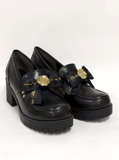 メッセージリボン付ローファーパンプス ブラック（Black） ｜Amavel（アマベル）公式サイト