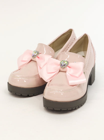 【メンバーズセール対象】ハートビジュー付きローファーパンプス ピンク（Pink） ｜Amavel（アマベル）公式サイト