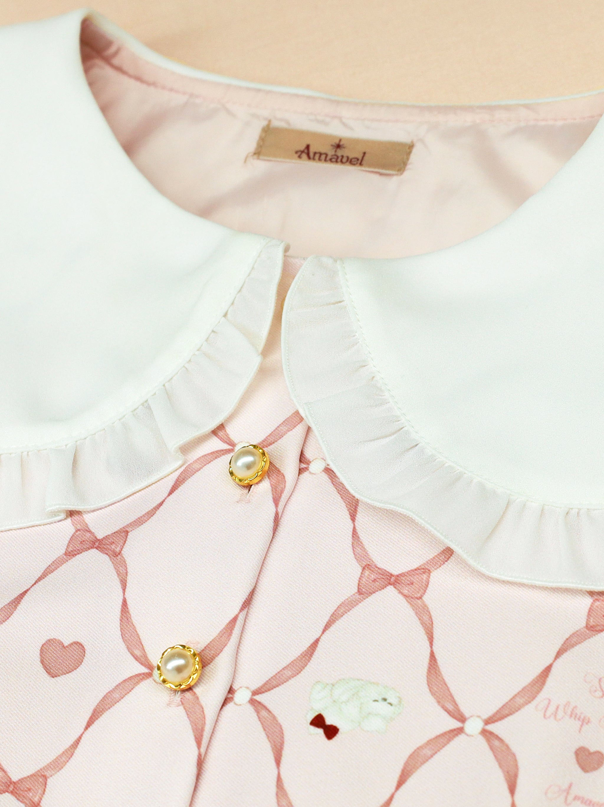 新品♡アマベル♡Sweet Whipプリントワンピ♡ブラウン♡リボンノベルティ付 新品♡アマベル♡Sweet Whipプリントワンピ♡ブラウン♡リボン