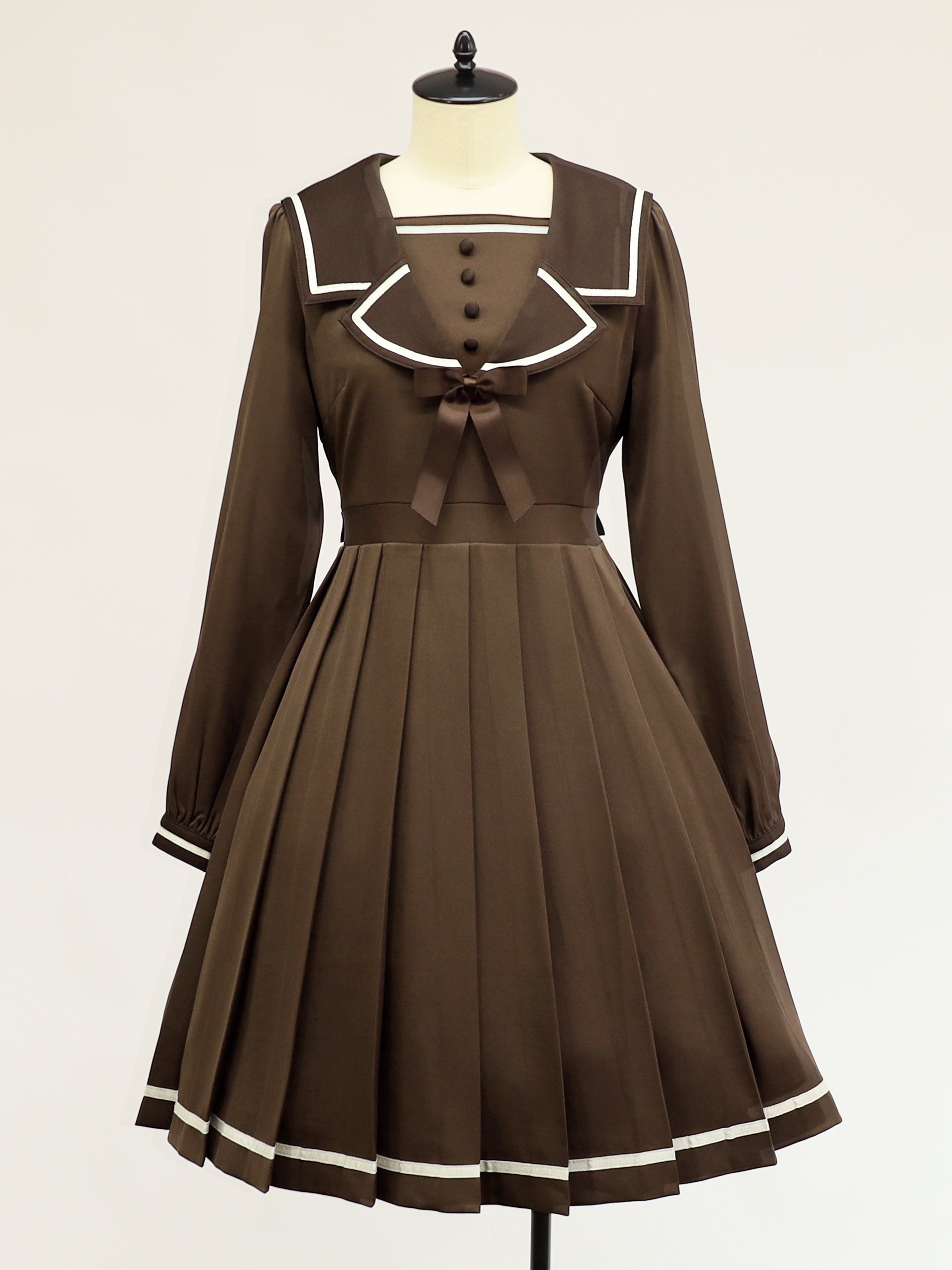 テーラードセーラープリーツワンピース ブラウン（Brown） FREE ｜Amavel（アマベル）公式サイト
