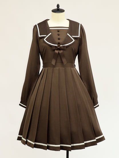 テーラードセーラープリーツワンピース ブラウン（Brown） FREE ｜Amavel（アマベル）公式サイト