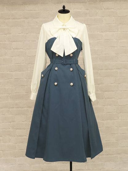 ベルト付きレイヤードトレンチワンピース ブルー（Blue） FREE ｜Amavel（アマベル）公式サイト