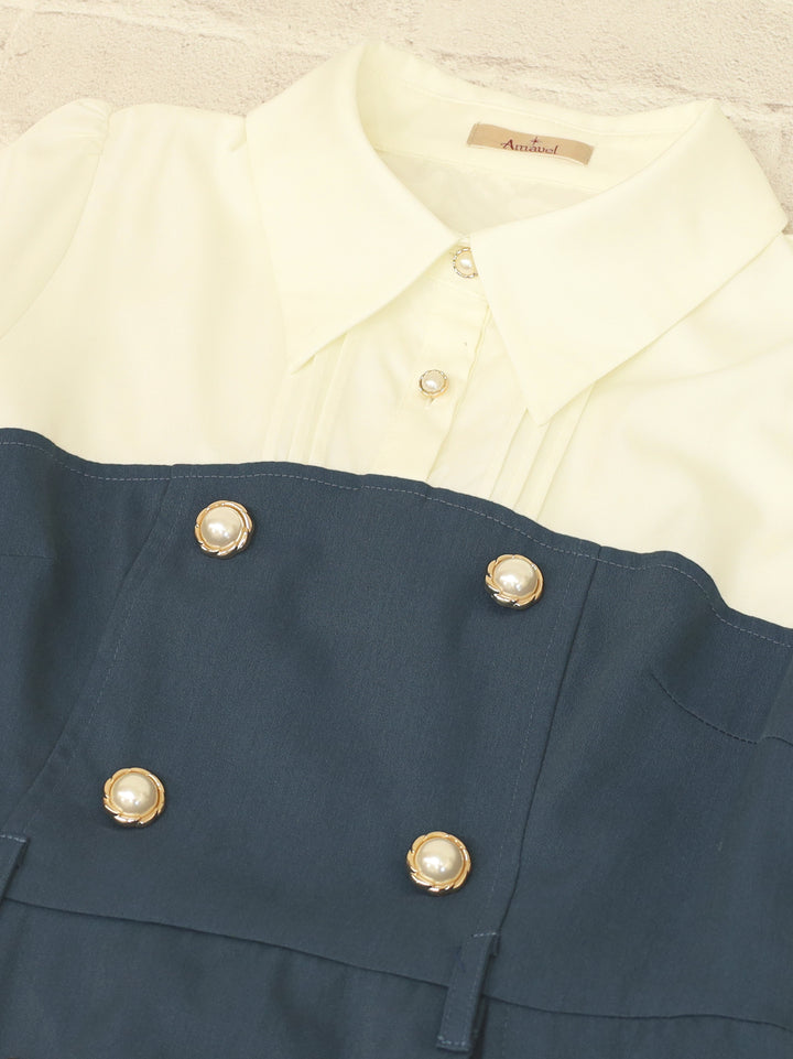 ベルト付きレイヤードトレンチワンピース （9333059453159