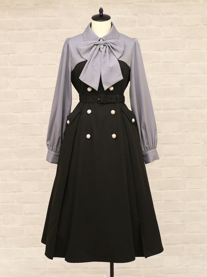 【試着のみ】Amavel❤︎ アマベル❤︎ベルト付きレイヤードトレンチワンピース❤︎黒 ベルト付きレイヤードトレンチワンピース （9333059453159