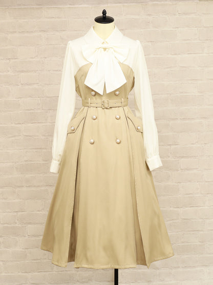 ベルト付きレイヤードトレンチワンピース ベージュ（Beige） FREE ｜Amavel（アマベル）公式サイト