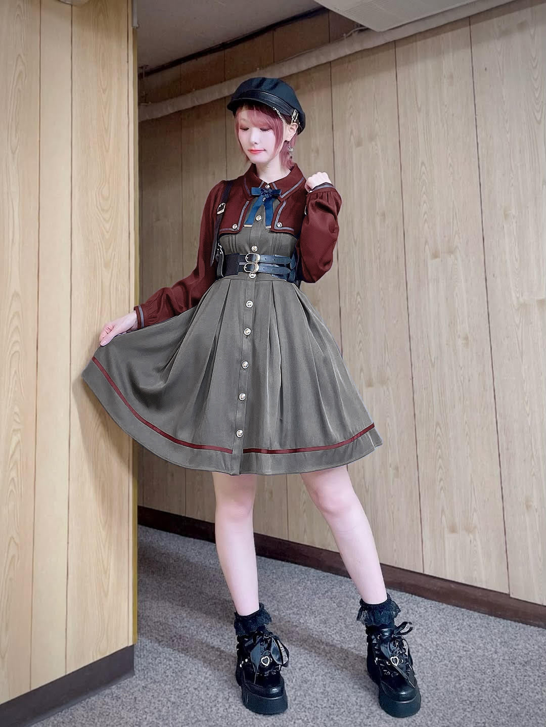 Brave Heart レイヤード長袖ワンピース ボルドー（Bordeaux） FREE ｜Amavel（アマベル）公式サイト