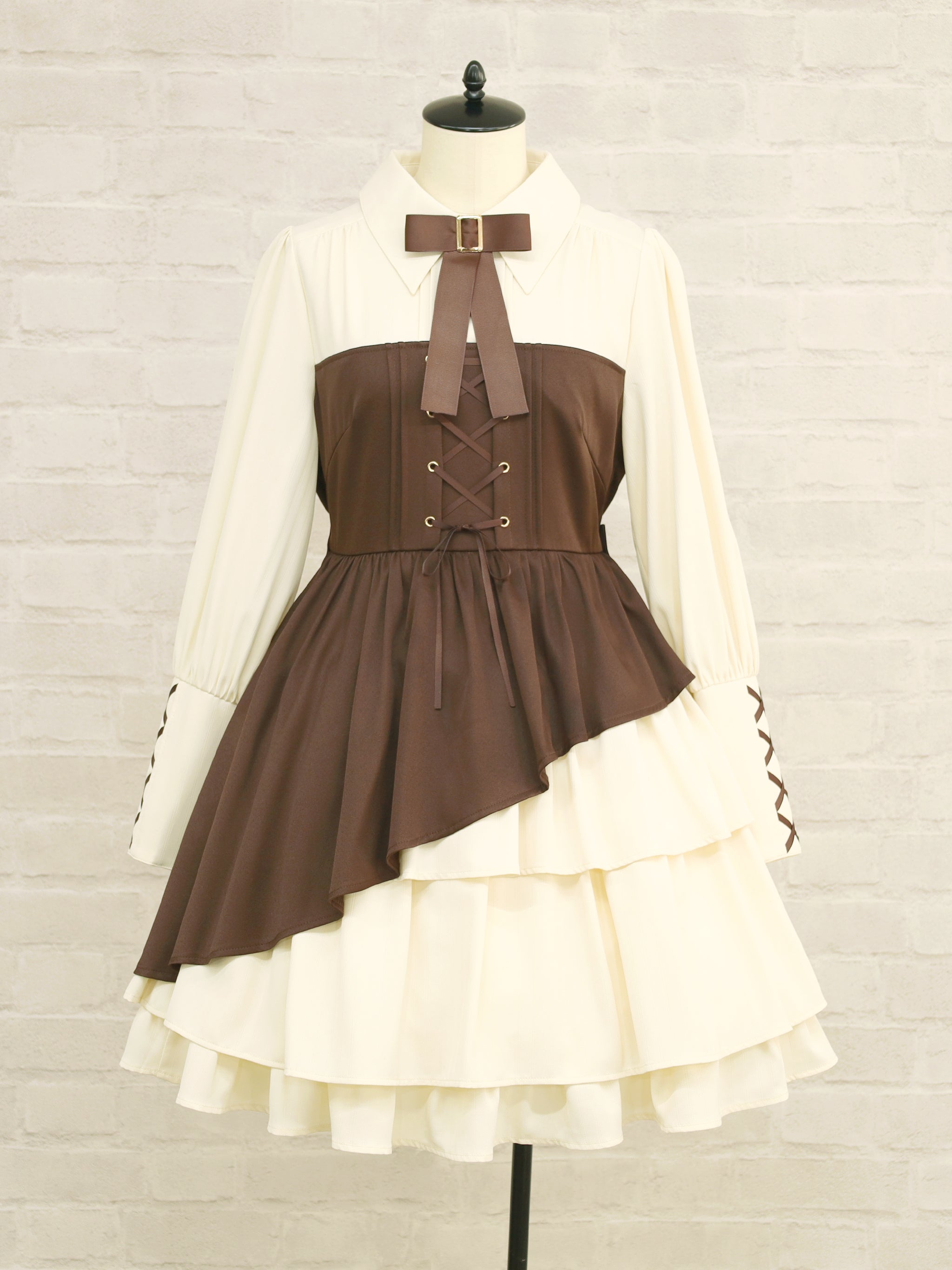 レイヤード風ティアードワンピース ブラウン（Brown） FREE ｜Amavel（アマベル）公式サイト