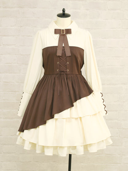 レイヤード風ティアードワンピース ブラウン（Brown） FREE ｜Amavel（アマベル）公式サイト