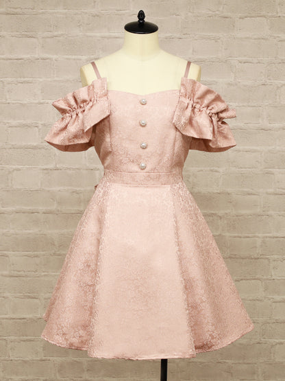 【メンバーズセール対象】フリル袖ジャガードキャミワンピース ピンク（Pink） FREE ｜Amavel（アマベル）公式サイト