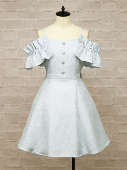 【メンバーズセール対象】フリル袖ジャガードキャミワンピース サックス（SaxeBlue） FREE ｜Amavel（アマベル）公式サイト