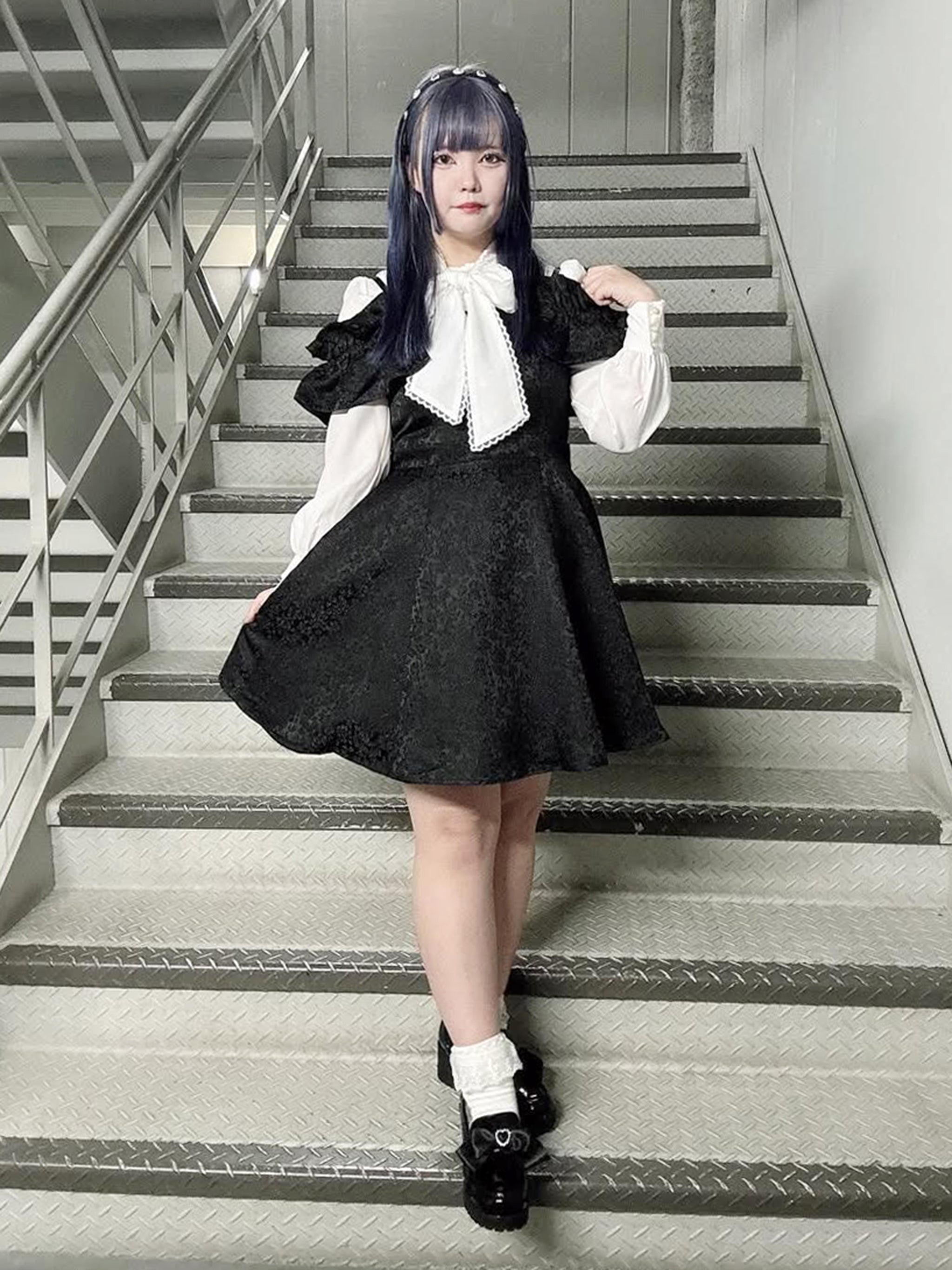 【メンバーズセール対象】フリル袖ジャガードキャミワンピース