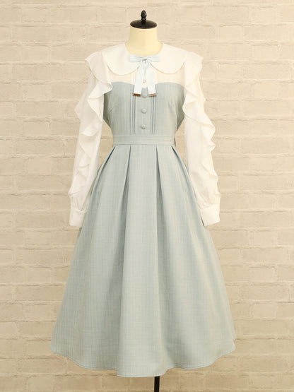 【メンバーズセール対象】Ruffle Elegance ミドル丈ワンピース サックス（SaxeBlue） FREE ｜Amavel（アマベル）公式サイト