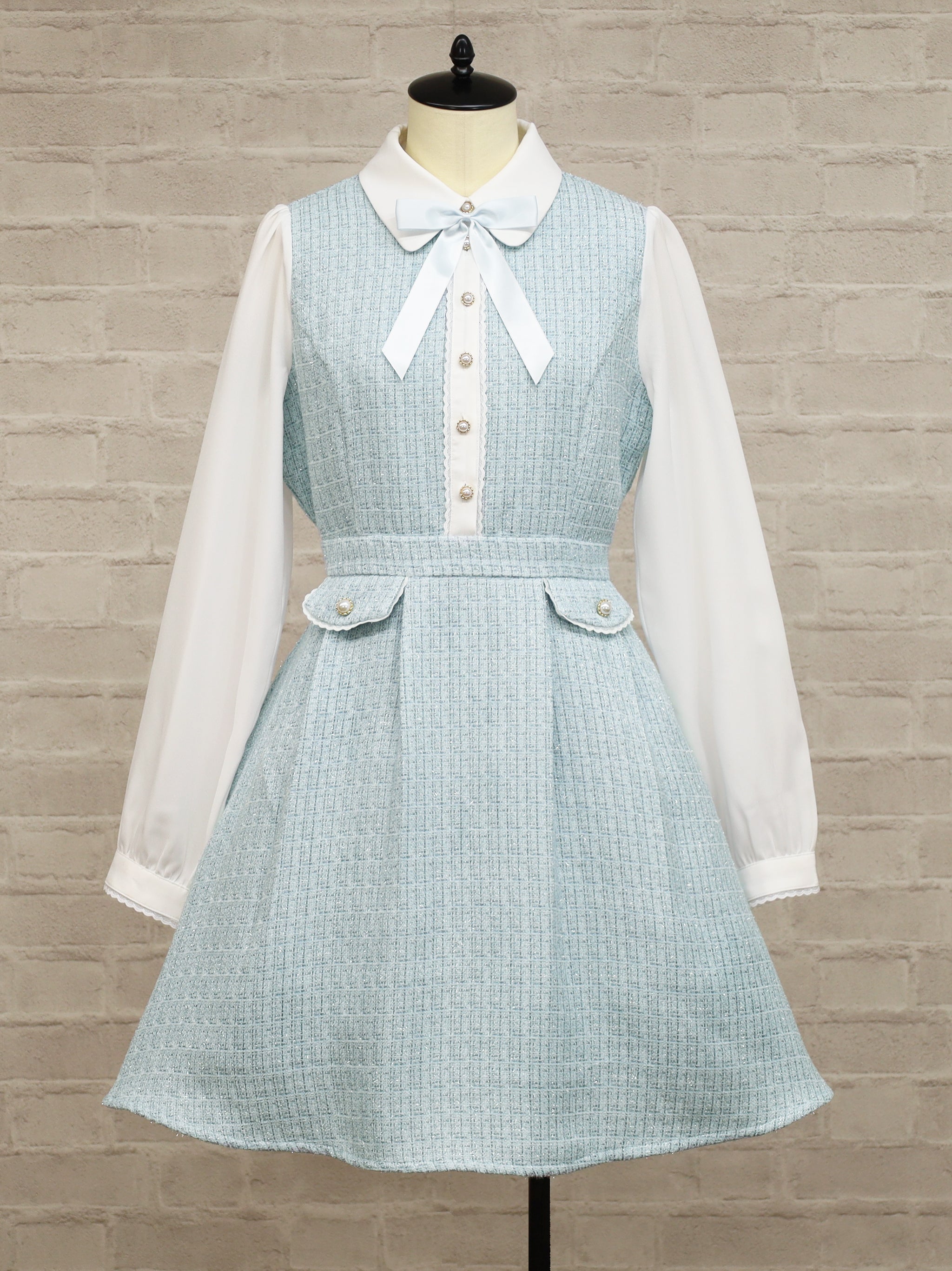 ファンシーツイードワンピース サックス（SaxeBlue） FREE ｜Amavel（アマベル）公式サイト