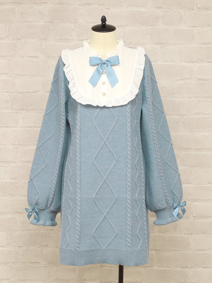 ヨークフリルニットワンピース ブルー（Blue） FREE ｜Amavel（アマベル）公式サイト