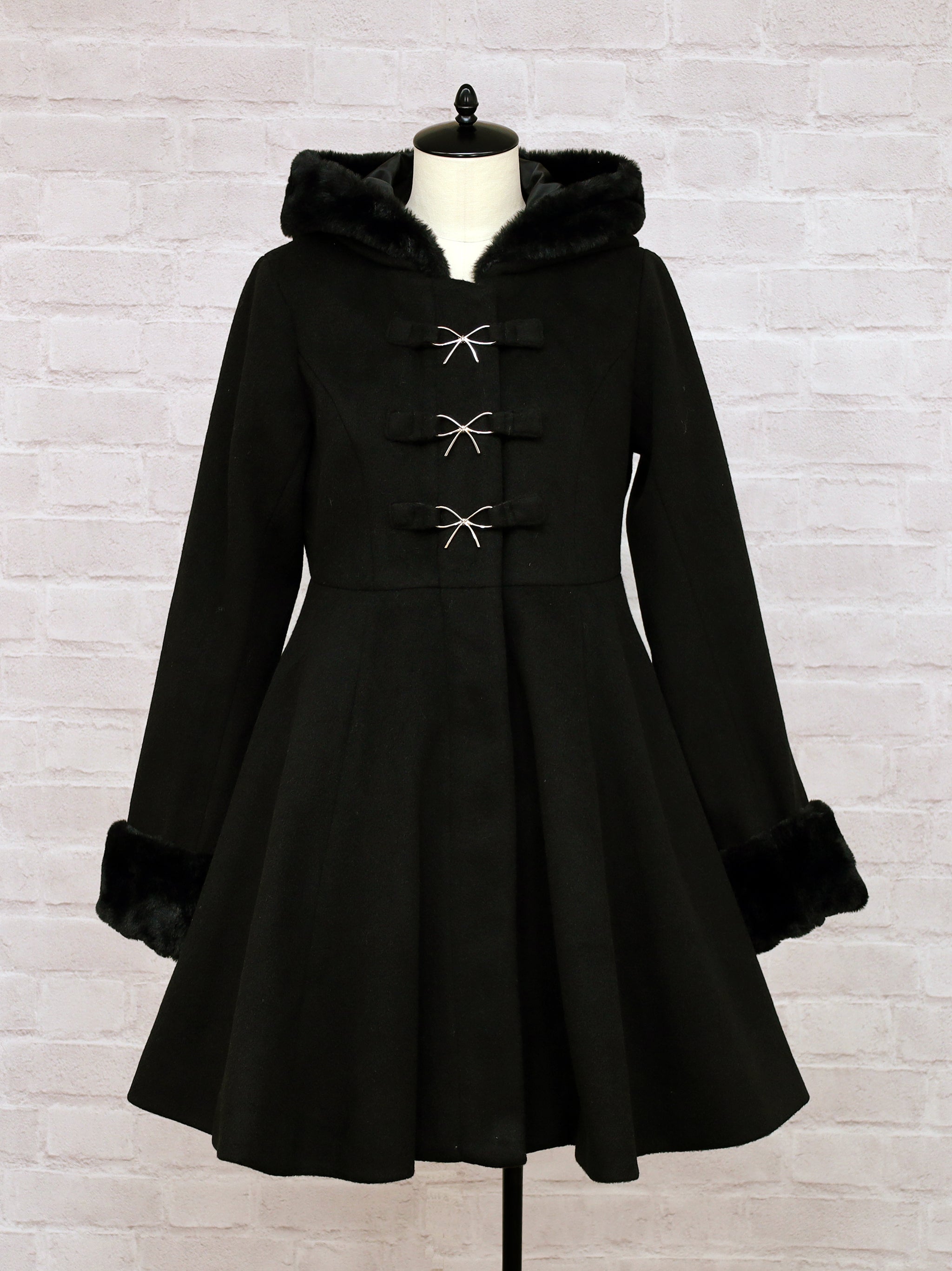 リボンビットフーディフレアコート ブラック（Black） FREE ｜Amavel（アマベル）公式サイト