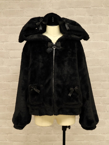 うさみみファーアウター ブラック（Black） FREE ｜Amavel（アマベル）公式サイト