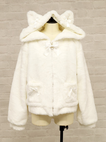 ねこみみファーアウター アイボリー（Ivory） FREE ｜Amavel（アマベル）公式サイト