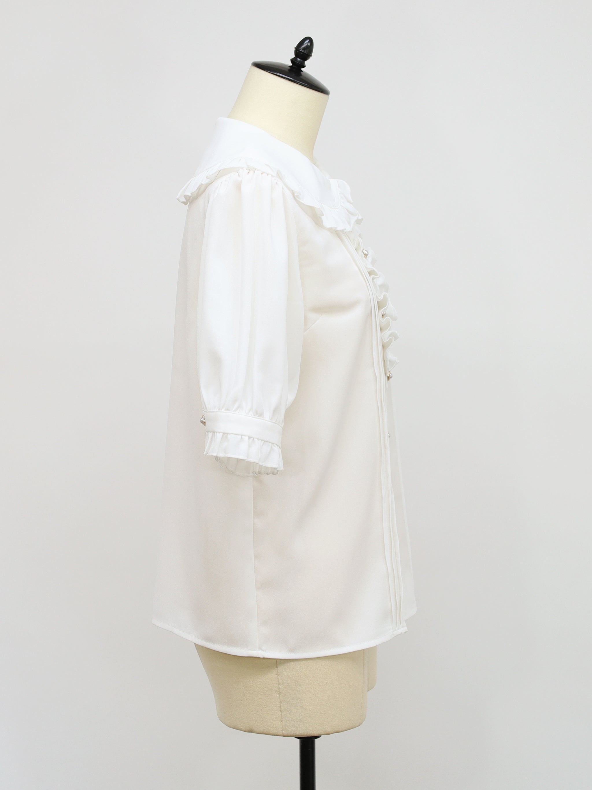 MARGARET HOWELL ラッフルダブルフリル襟 半袖シャツサイズⅡ